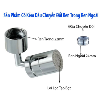 Đầu nối vòi nước thông minh 720 độ