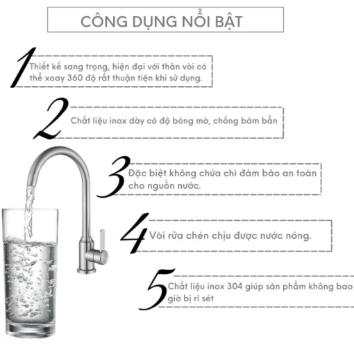 Vòi Chậu Rửa Chén Lavabo INOX304